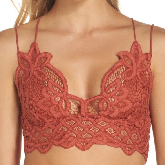 Free People Other - FREE PEOPLE ONE Crochet Lace Bralette w/Adjustable Straps In Rust Sz L ✨EUC✨